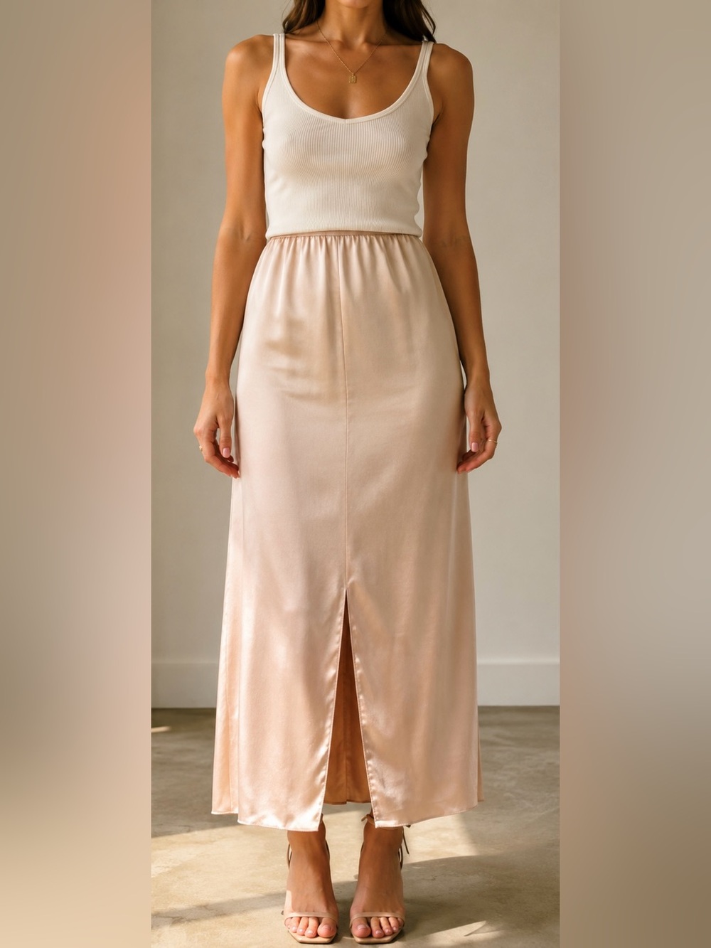 Forte_Forte Italy Blush Satin Slip Skirt NWT Sz III Made in Italy
